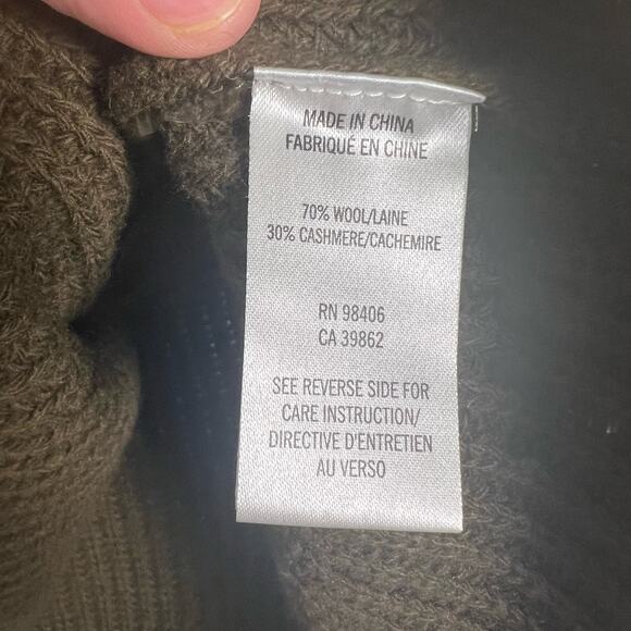 Theory Army Green Wool Cashmere Sweater Size Petite - Picture 4 of 6